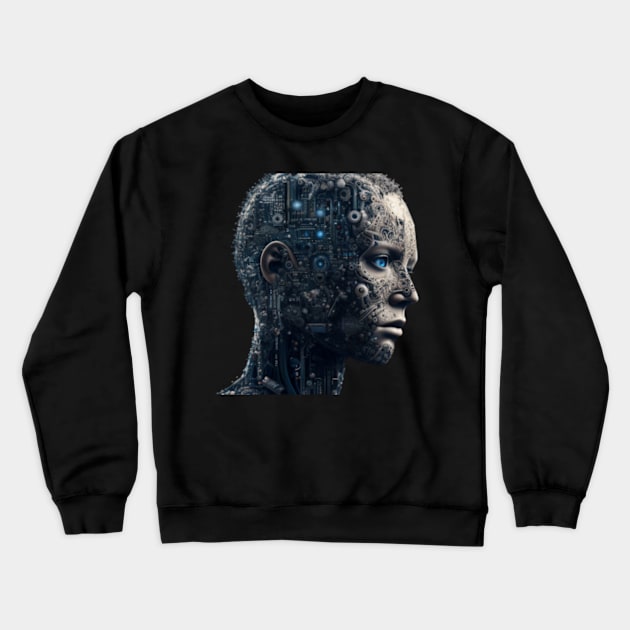 Half Human Half Robot I Your Worst Enemy Sticker Crewneck Sweatshirt by MoGaballah